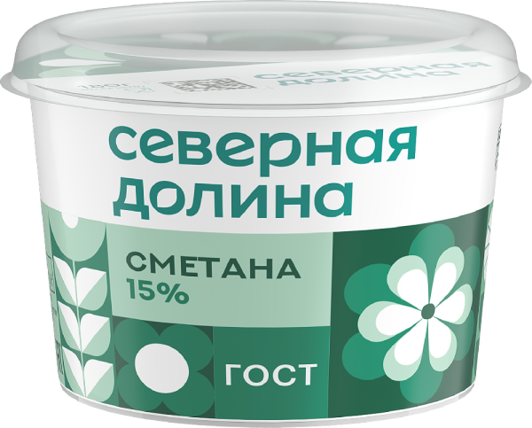 Сметана Северная Долина 15% 180г