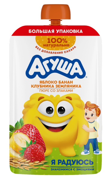 Пюре Агуша яблоко/банан/клубника/земляника/злаки 160г