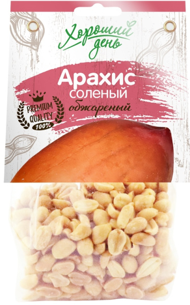 Ядро арахиса жареное соленое Хороший день 180г