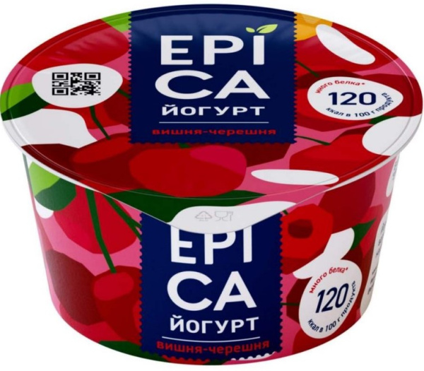 Йогурт Эпика вишня/черешня 4,8% 130г