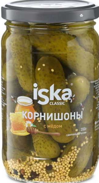 Огурцы "Iska" корнишоны с медом 350г