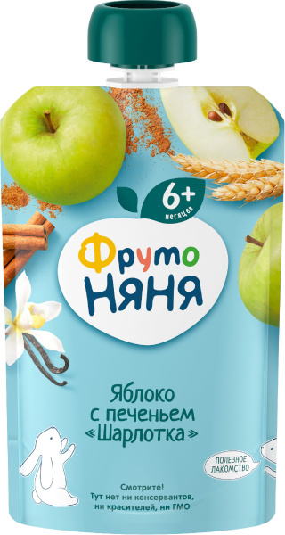 Пюре Фрутоняня яблоко-печенье-шарлотка 90г