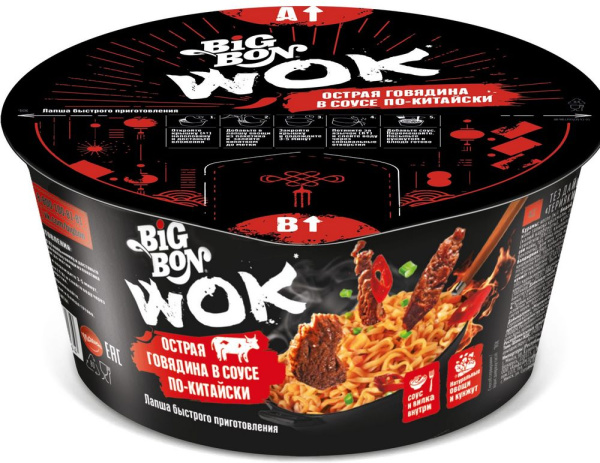 Лапша Big Bon WOK "Острая говядина в соусе по-кита