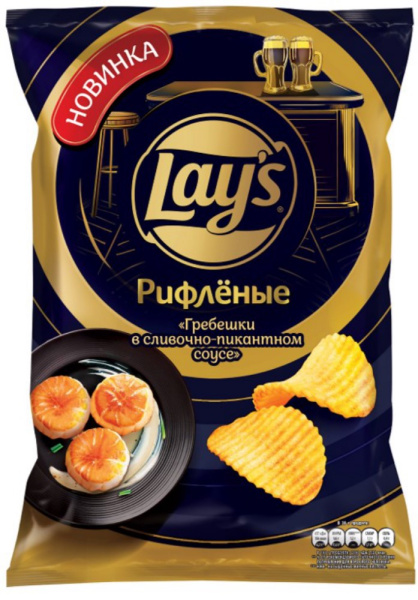 Чипсы из натурального картофеля Лейз со вкусом Гребешки в сливочном соусе 105г