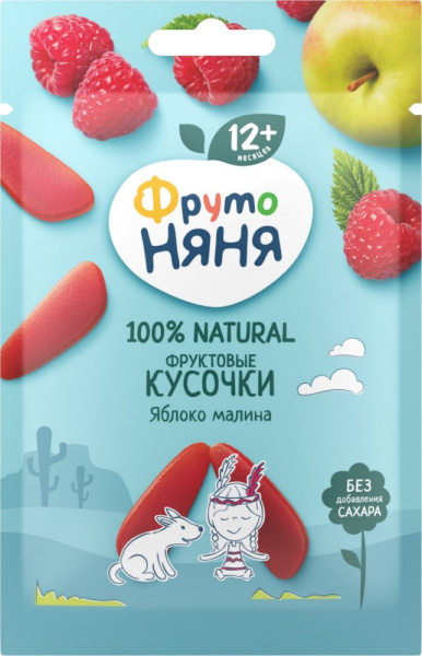 Продукт Фруктовые кусочки ФрутоНяня яблоко/малина 15г