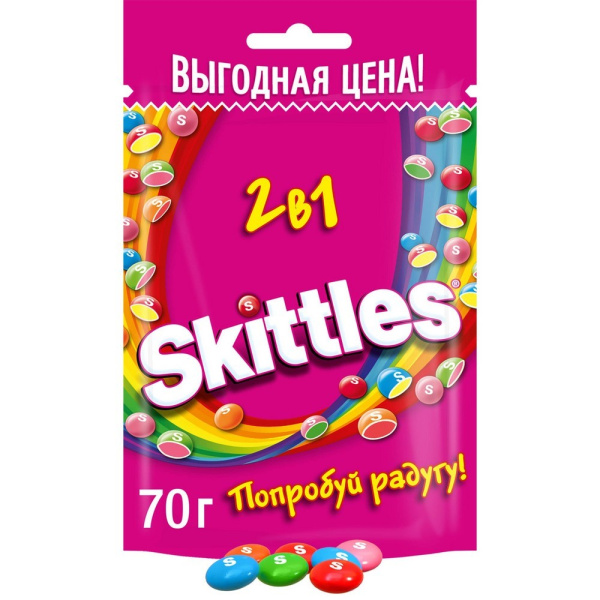 Конфеты Скитлз 2в1 70г Конфеты Скитлз 2в1 70г