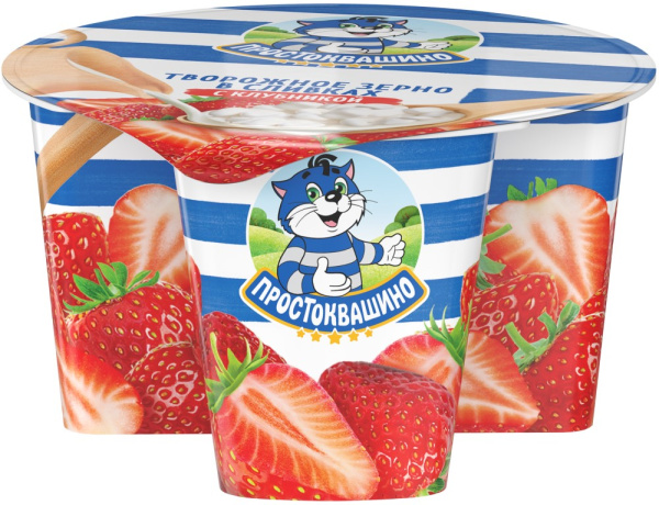 Продукт творожный зерненый Простоквашино клубника 5% 140г