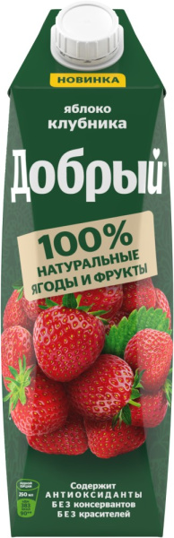 Напиток сокосодержащий Добрый Яблоко-клубника 1л