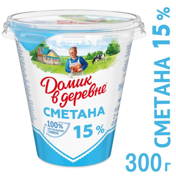 Сметана Домик в Деревне 15% 300г