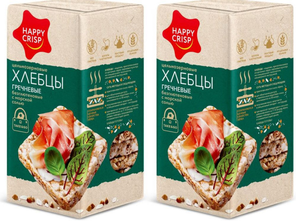Хлебцы Гречневые безглютеновые с морской солью Хэппи Крисп 60г