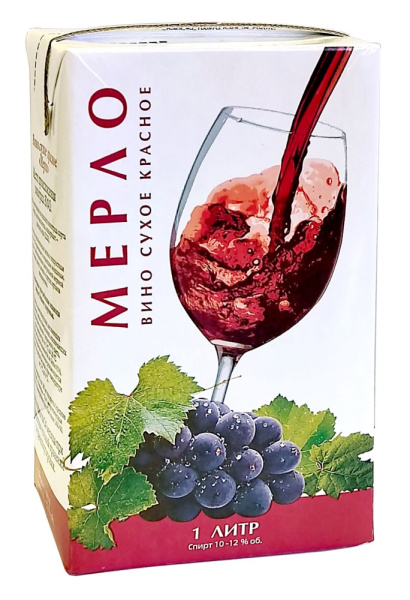 Вино Мерло красное сухое 1л
