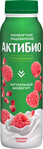 Биойогурт питьевой АктиБио малина/гранат 1,5% 260г