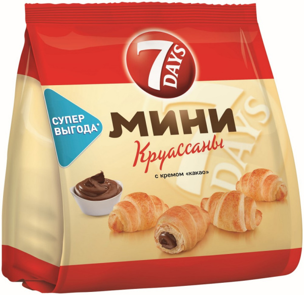 Мини круассаны 7 Дней c кремом какао 265г